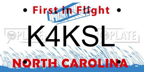 K4KSL North Carolina License Plate