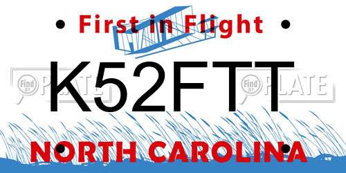 K52FTT North Carolina License Plate