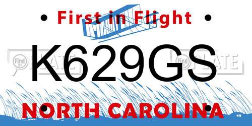 K629GS North Carolina License Plate