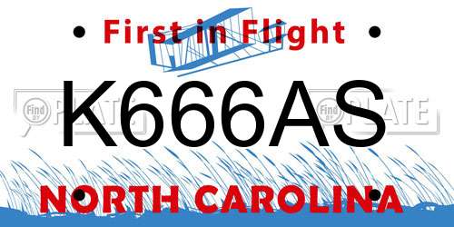 K666AS North Carolina License Plate