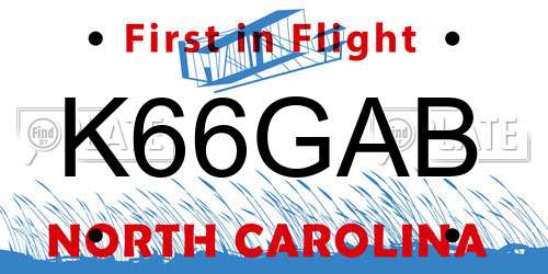 K66GAB North Carolina License Plate