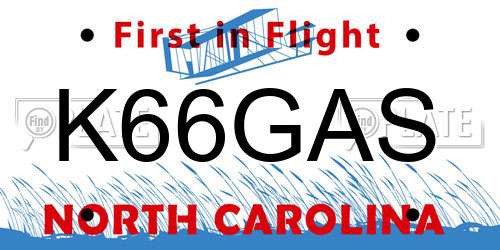 K66GAS North Carolina License Plate