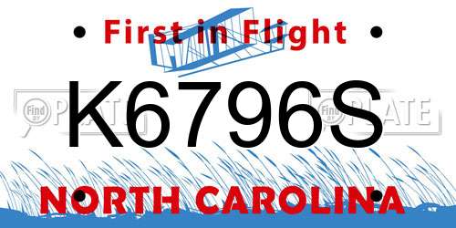 K6796S North Carolina License Plate