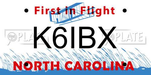 K6IBX North Carolina License Plate
