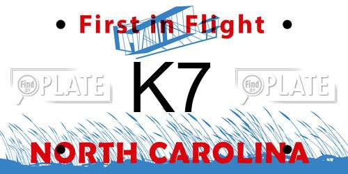 K7 North Carolina License Plate