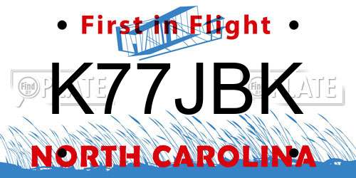 K77JBK North Carolina License Plate