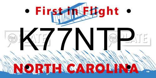 K77NTP North Carolina License Plate