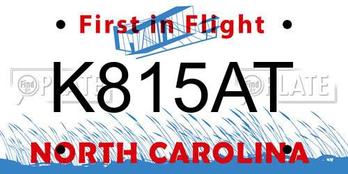 K815AT North Carolina License Plate