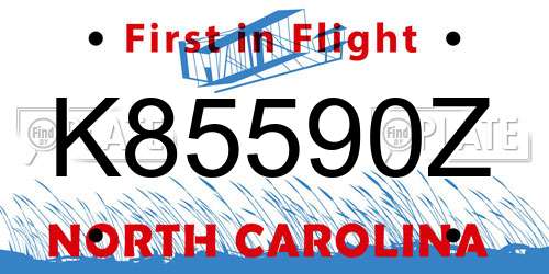 K85590Z North Carolina License Plate