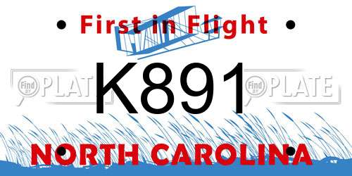 K891 North Carolina License Plate