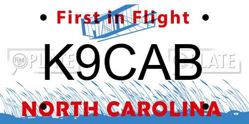 K9CAB North Carolina License Plate