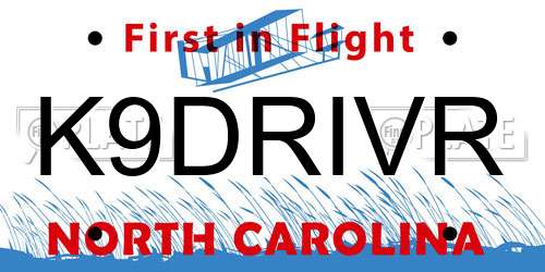 K9DRIVR North Carolina License Plate