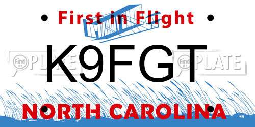 K9FGT North Carolina License Plate