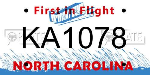 KA1078 North Carolina License Plate