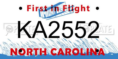 KA2552 North Carolina License Plate