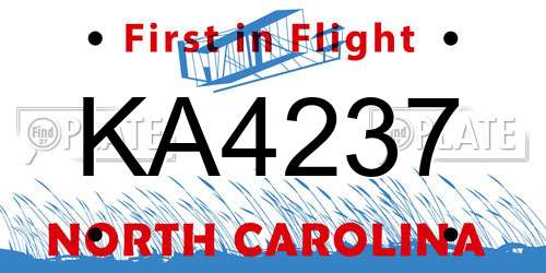 KA4237 North Carolina License Plate