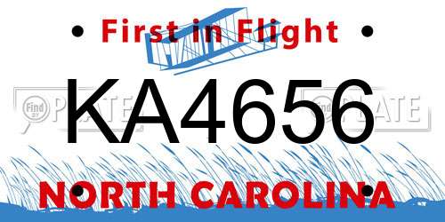 KA4656 North Carolina License Plate