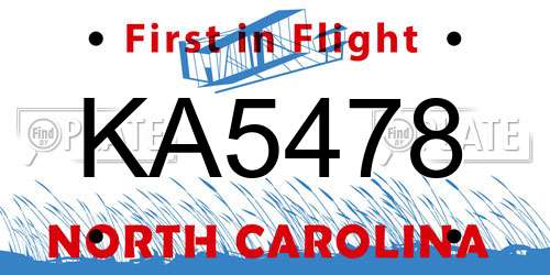 KA5478 North Carolina License Plate