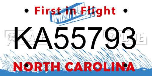 KA55793 North Carolina License Plate
