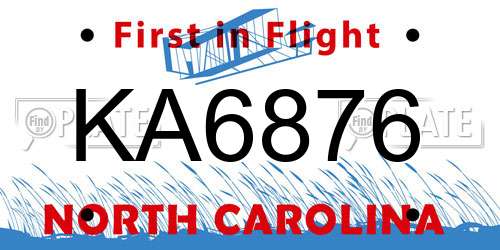 KA6876 North Carolina License Plate