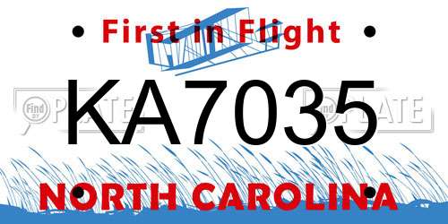 KA7035 North Carolina License Plate