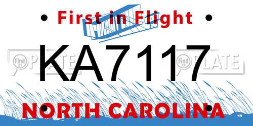 KA7117 North Carolina License Plate