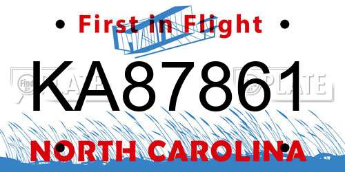 KA87861 North Carolina License Plate