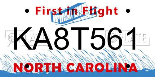 KA8T561 North Carolina License Plate