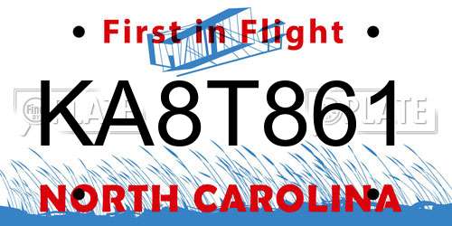 KA8T861 North Carolina License Plate
