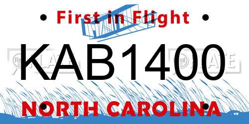 KAB1400 North Carolina License Plate