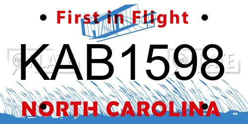 KAB1598 North Carolina License Plate