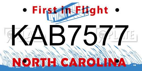 KAB7577 North Carolina License Plate