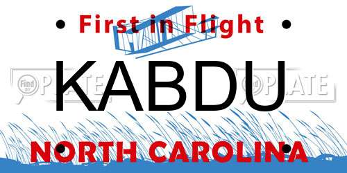 KABDU North Carolina License Plate