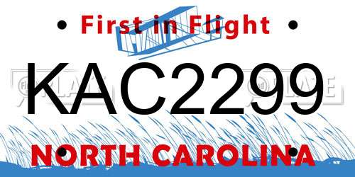 KAC2299 North Carolina License Plate