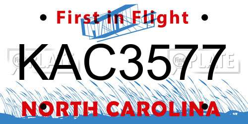 KAC3577 North Carolina License Plate