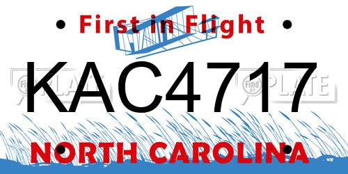 KAC4717 North Carolina License Plate