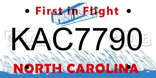 KAC7790 North Carolina License Plate