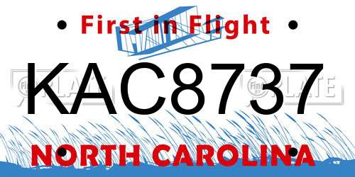 KAC8737 North Carolina License Plate
