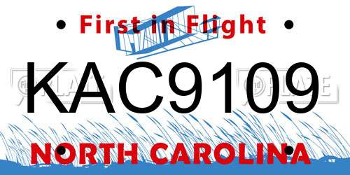 KAC9109 North Carolina License Plate