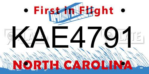 KAE4791 North Carolina License Plate