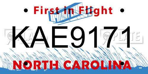 KAE9171 North Carolina License Plate