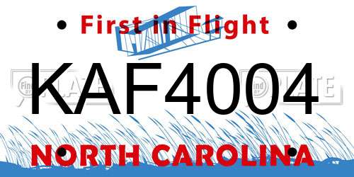 KAF4004 North Carolina License Plate