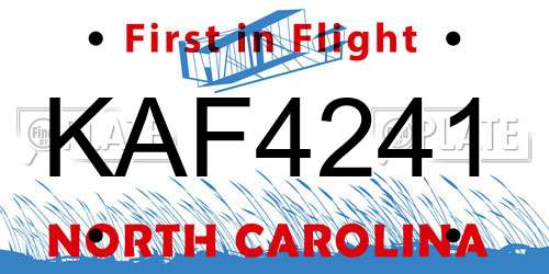 KAF4241 North Carolina License Plate