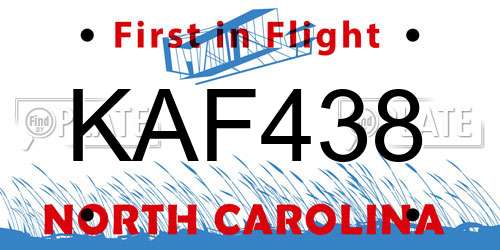 KAF438 North Carolina License Plate