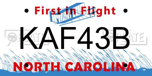 KAF43B North Carolina License Plate