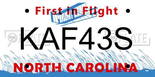 KAF43S North Carolina License Plate