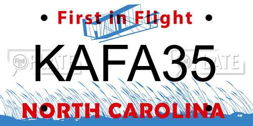KAFA35 North Carolina License Plate