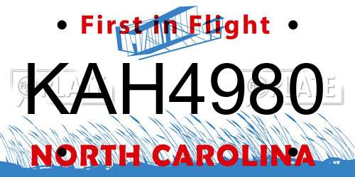 KAH4980 North Carolina License Plate
