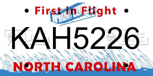 KAH5226 North Carolina License Plate