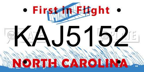 KAJ5152 North Carolina License Plate